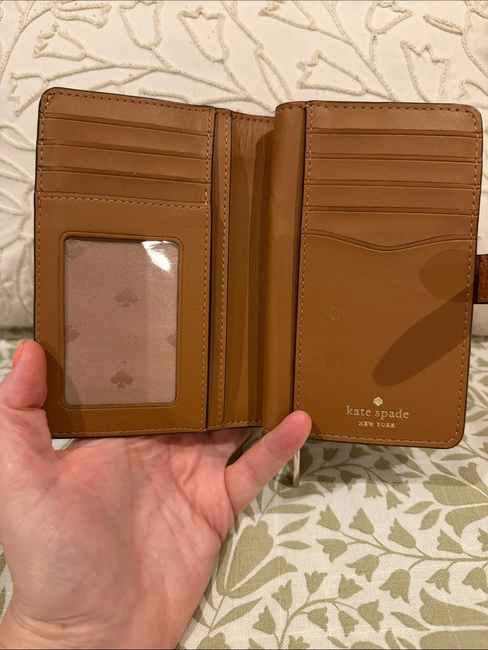 kate spade New York Cognac Pebbled Leather Zip Wallet